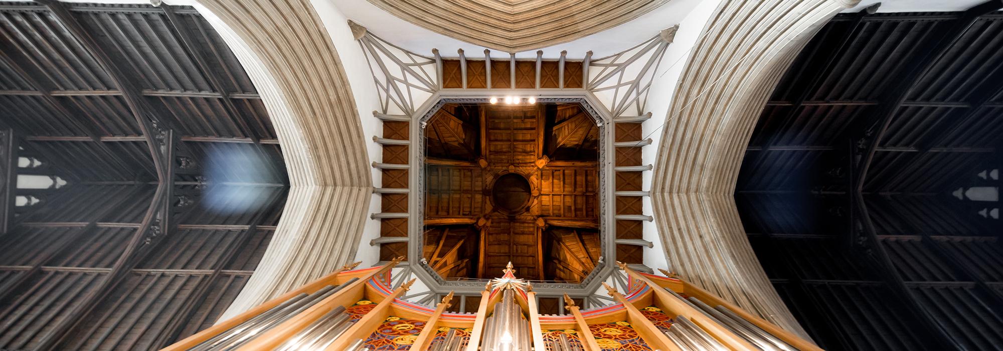 A view of the Merton College Chapel tower interior, from the floor of the Antechapel A view of the Merton College Chapel tower interior, from the floor of the Antechapel